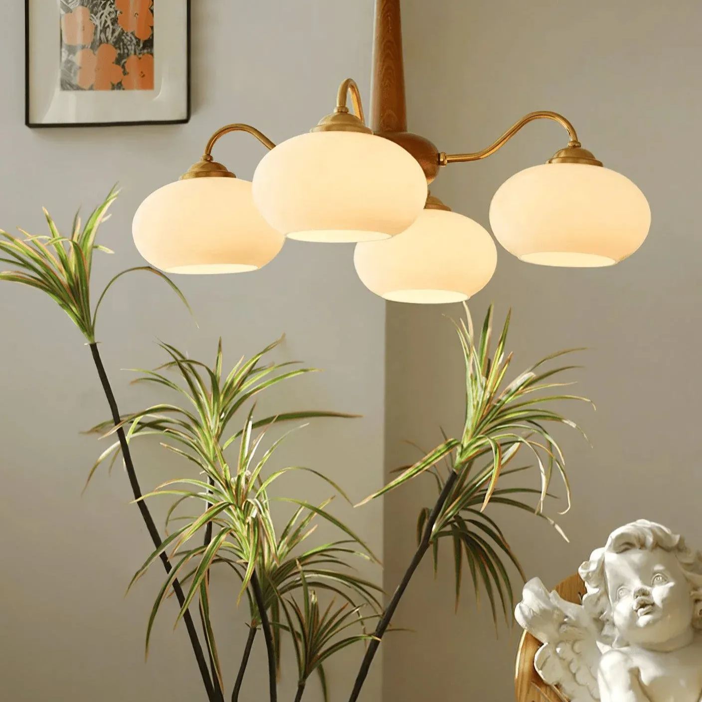 Valentina Jahrgang Holz Glas Kronleuchter Shades Wohn-Esszimmer