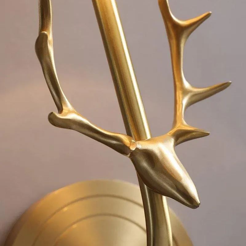 Alessio Vintage Brass Deer Head Fabric Wall Light Bedroom Hallway
