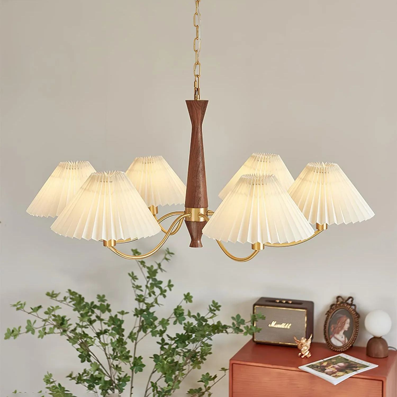 Valentina Vintage Pleated Fabric Chandelier Shades  Living Dining Room