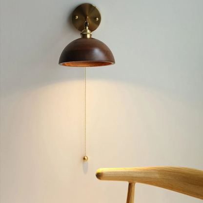 Alessio Vintage Round Wood Wall Light Bedroom Hallway Living Room