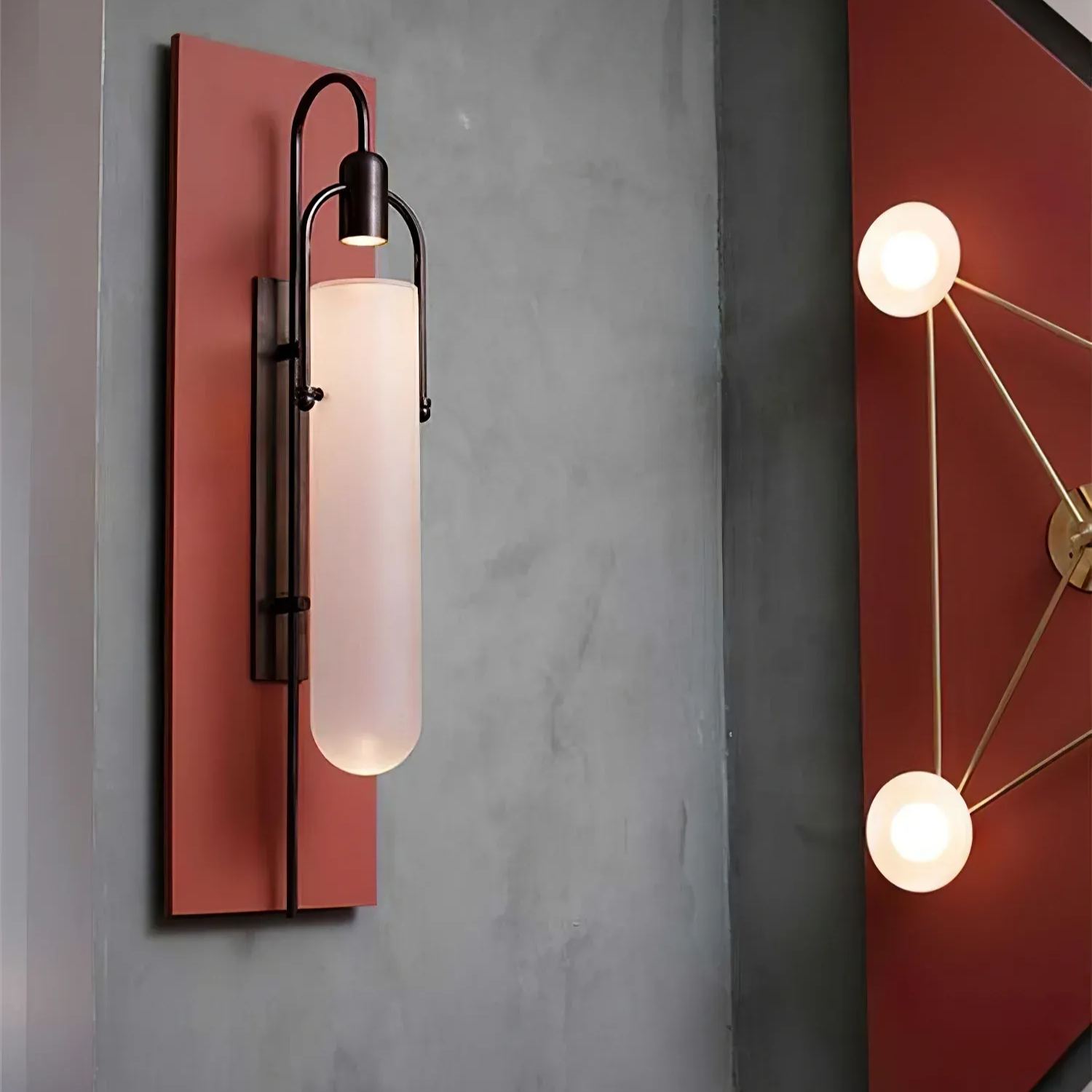 Alessio Minimalismus Schwarz Kupfer Überzug Metall Glas Wandleuchte Schlafzimmer Wohnzimmer
