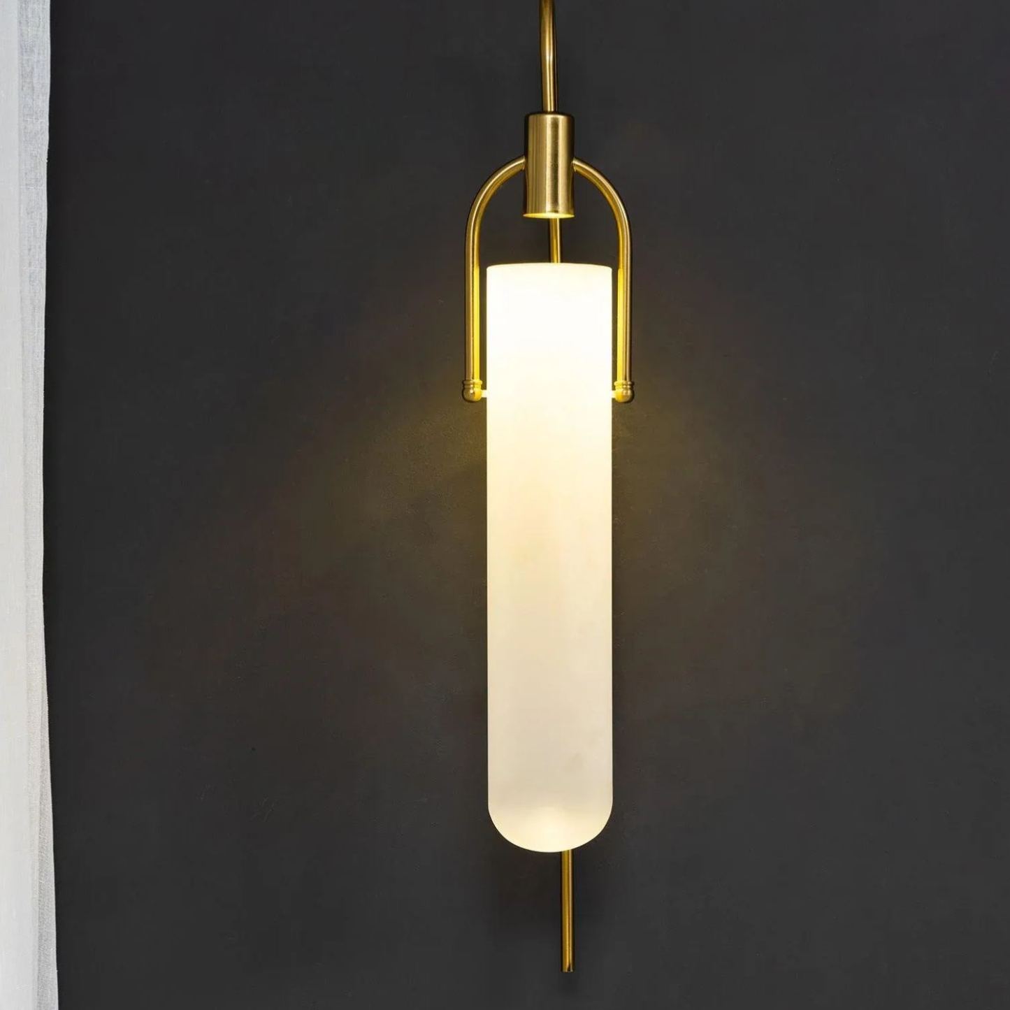 Alessio Minimalismus Schwarz Kupfer Überzug Metall Glas Wandleuchte Schlafzimmer Wohnzimmer