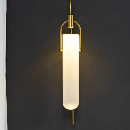 Alessio Minimalismus Schwarz Kupfer Überzug Metall Glas Wandleuchte Schlafzimmer Wohnzimmer