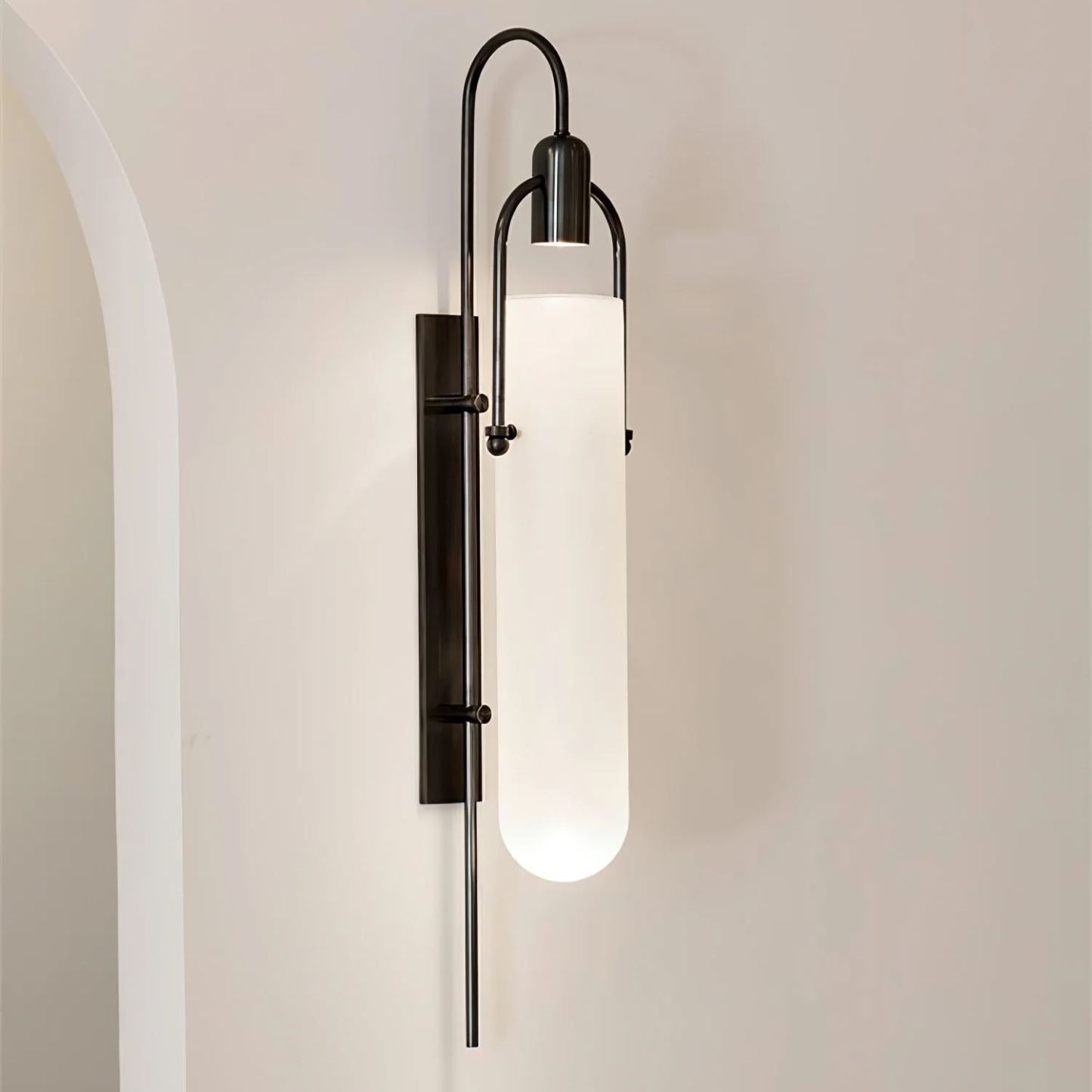 Alessio Minimalismus Schwarz Kupfer Überzug Metall Glas Wandleuchte Schlafzimmer Wohnzimmer