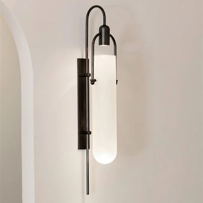 Alessio Minimalismus Schwarz Kupfer Überzug Metall Glas Wandleuchte Schlafzimmer Wohnzimmer