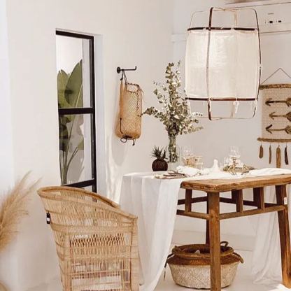Ozawa Modern Hütte Stoff Pendelleuchte Farbtöne Wohn-Esszimmer Schlafzimmer