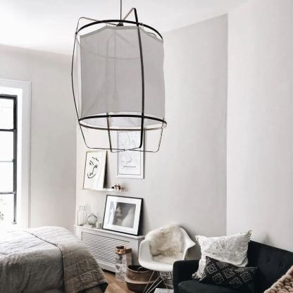 Ozawa Modern Hütte Stoff Pendelleuchte Farbtöne Wohn-Esszimmer Schlafzimmer