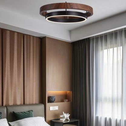 Muto Modern Round Metal Wood Chandelier Dining Living Room Bedroom