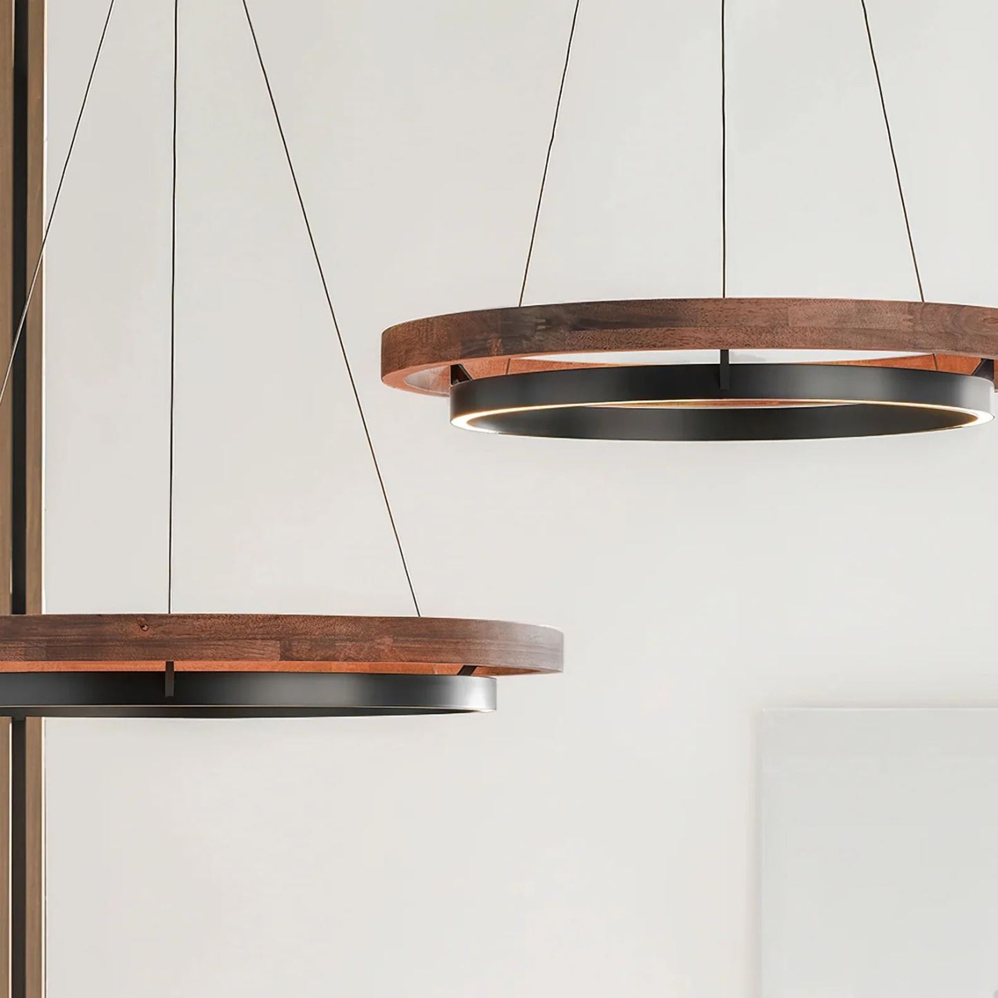 Muto Modern Round Metal Wood Chandelier Dining Living Room Bedroom