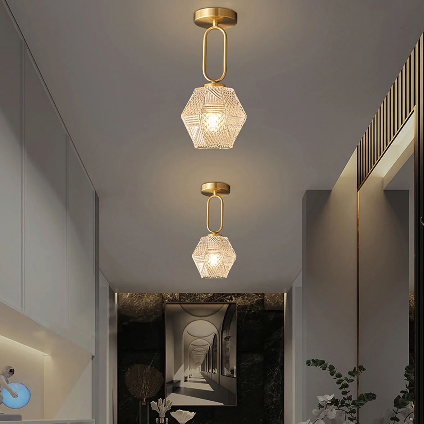 Alessio Vintage Luxury Glass Ceiling Light Shades Bedroom Hallway