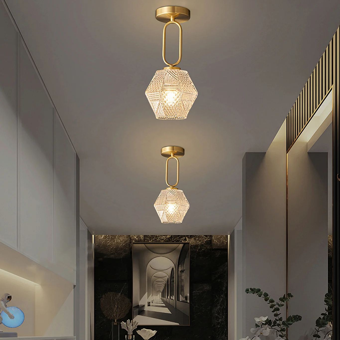 Alessio Vintage Luxury Glass Ceiling Light Shades Bedroom Hallway
