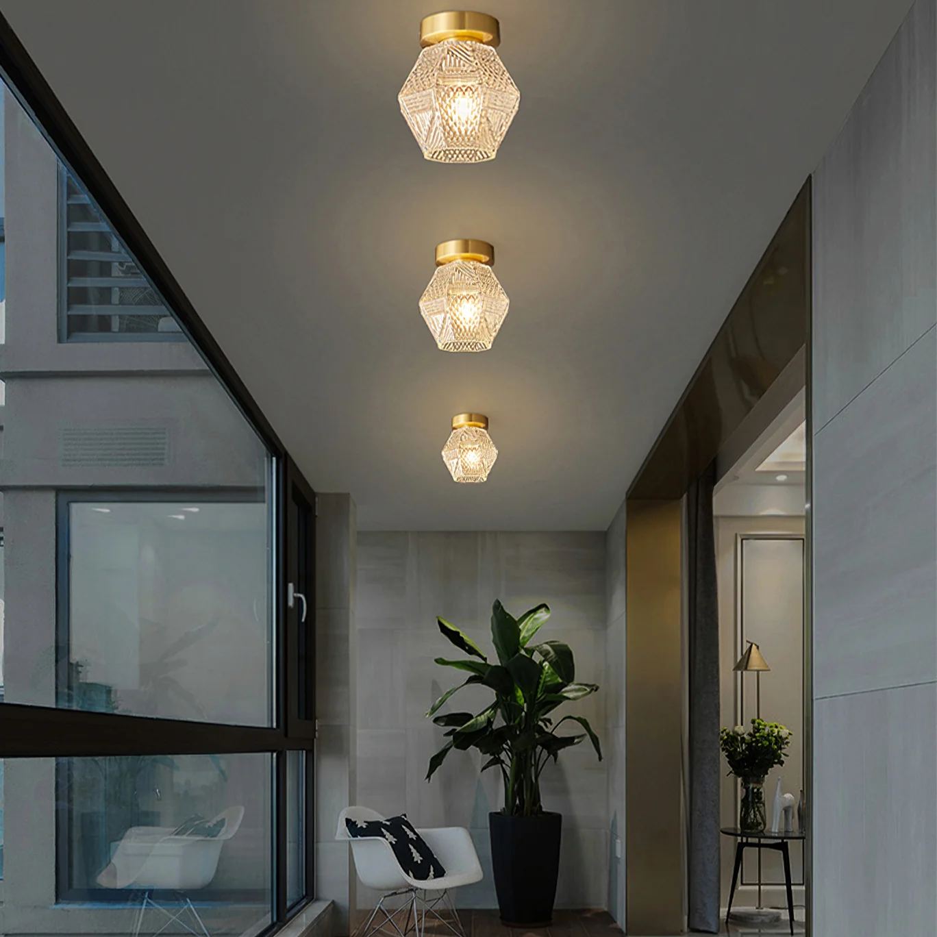 Alessio Vintage Luxury Glass Ceiling Light Shades Bedroom Hallway