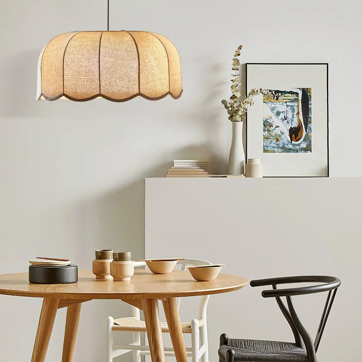 Renée Hütte Banane Blatt Stoff Pendelleuchte Farbtöne Schlafzimmer Wohnzimmer