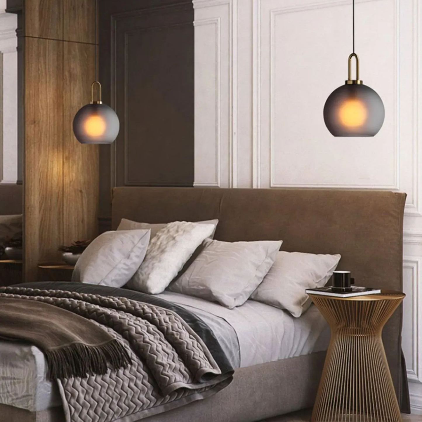 Hailie Modern Round Glass Pendant Light Bedroom Hallway Living Room