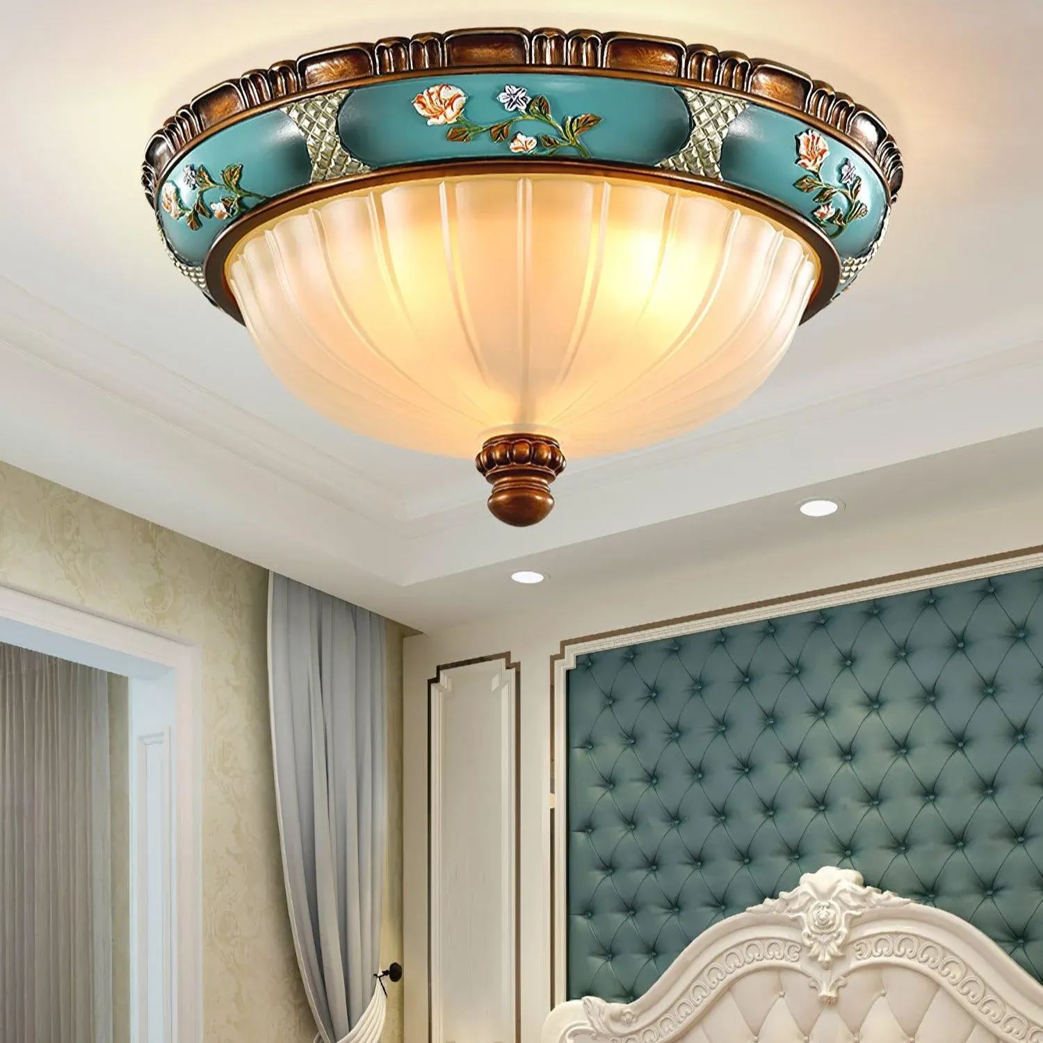Alessio Vintage Classical Round Glass Ceiling Light Shades Bedroom