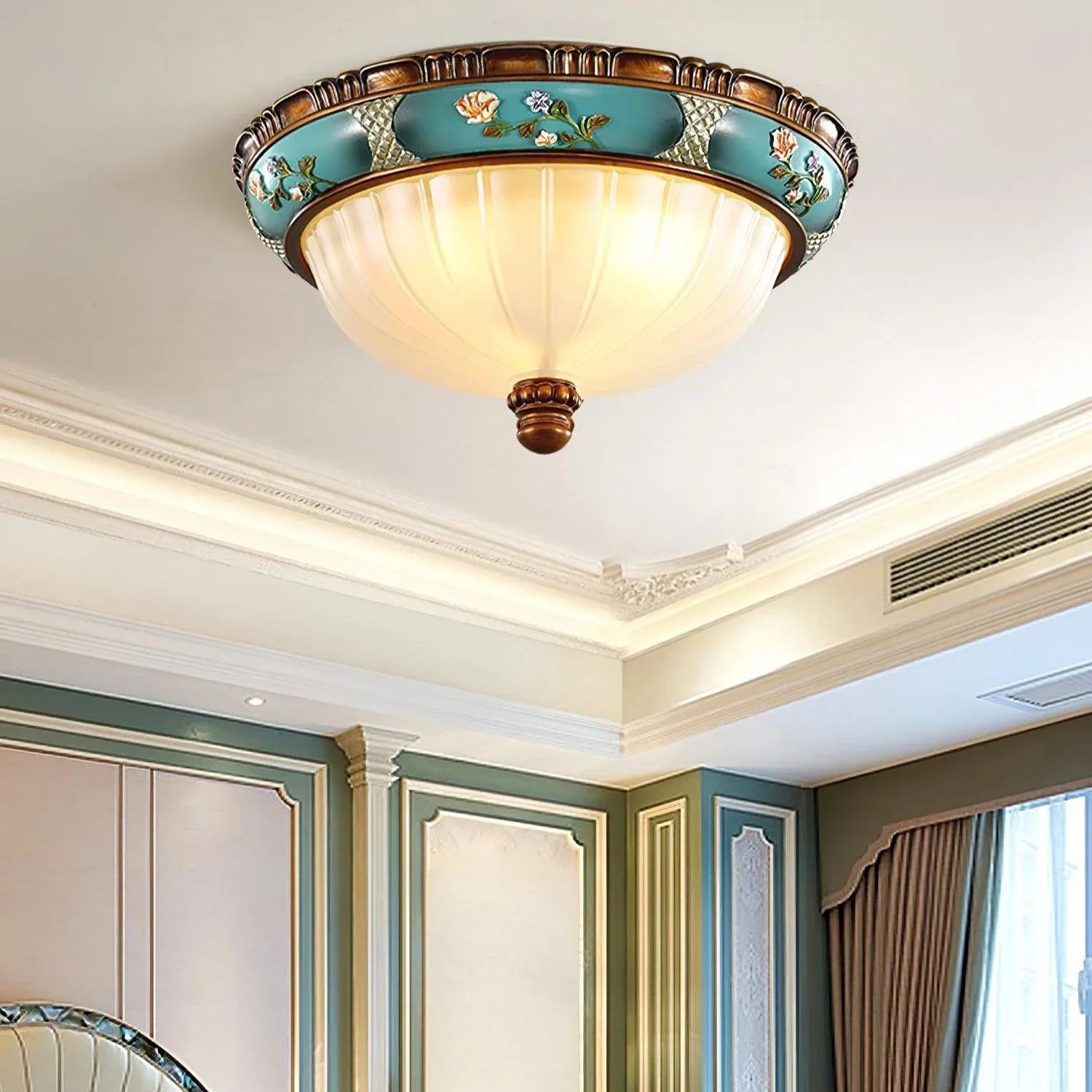 Alessio Vintage Classical Round Glass Ceiling Light Shades Bedroom