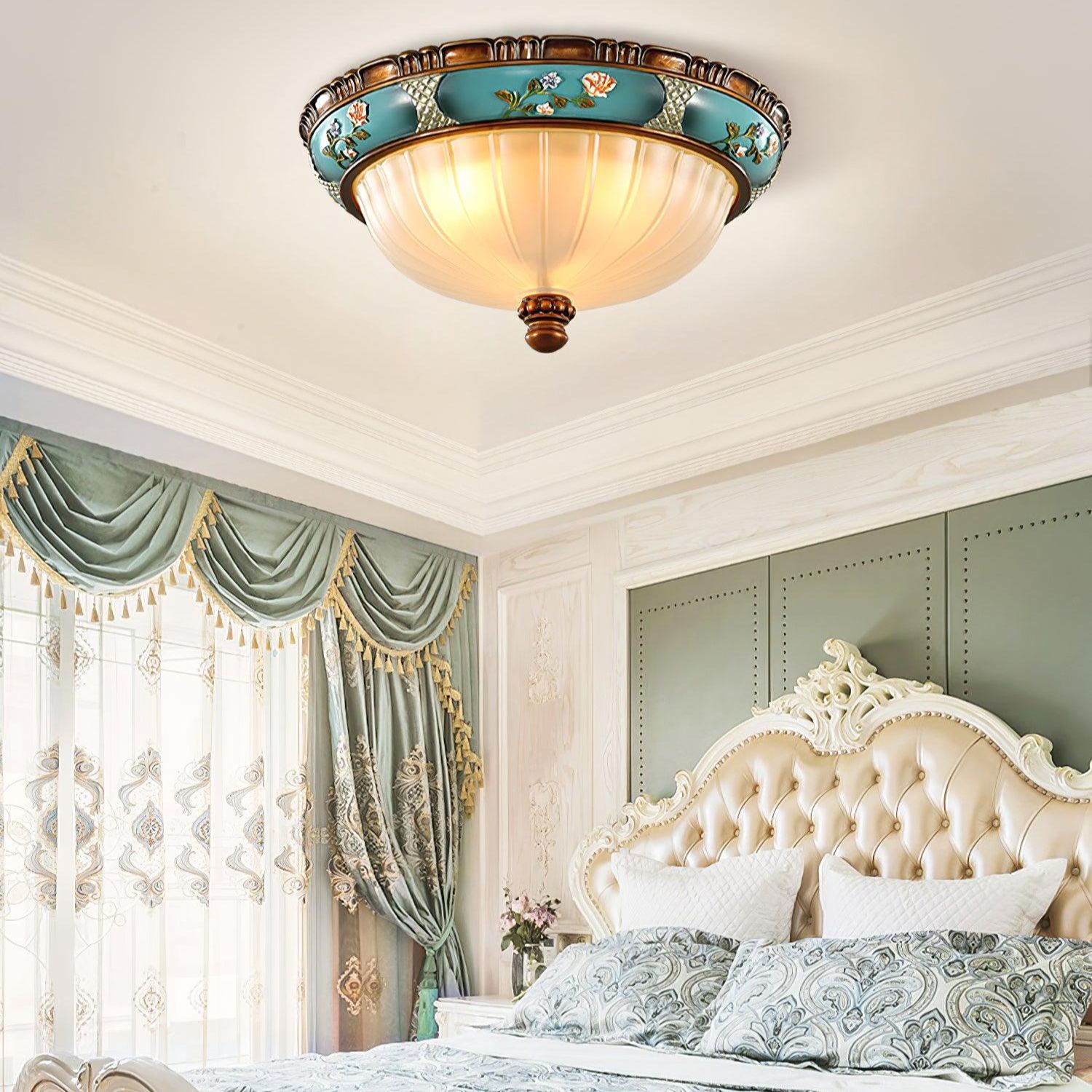 Alessio Vintage Classical Round Glass Ceiling Light Shades Bedroom
