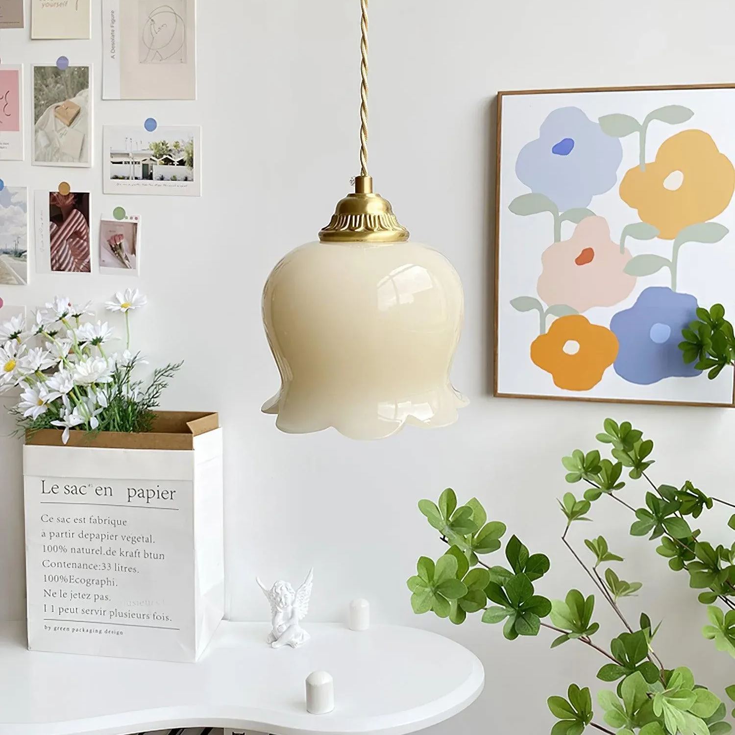 Carins Jahrgang Blume Harz Pendelleuchte Schlafzimmer Wohn-Esszimmer