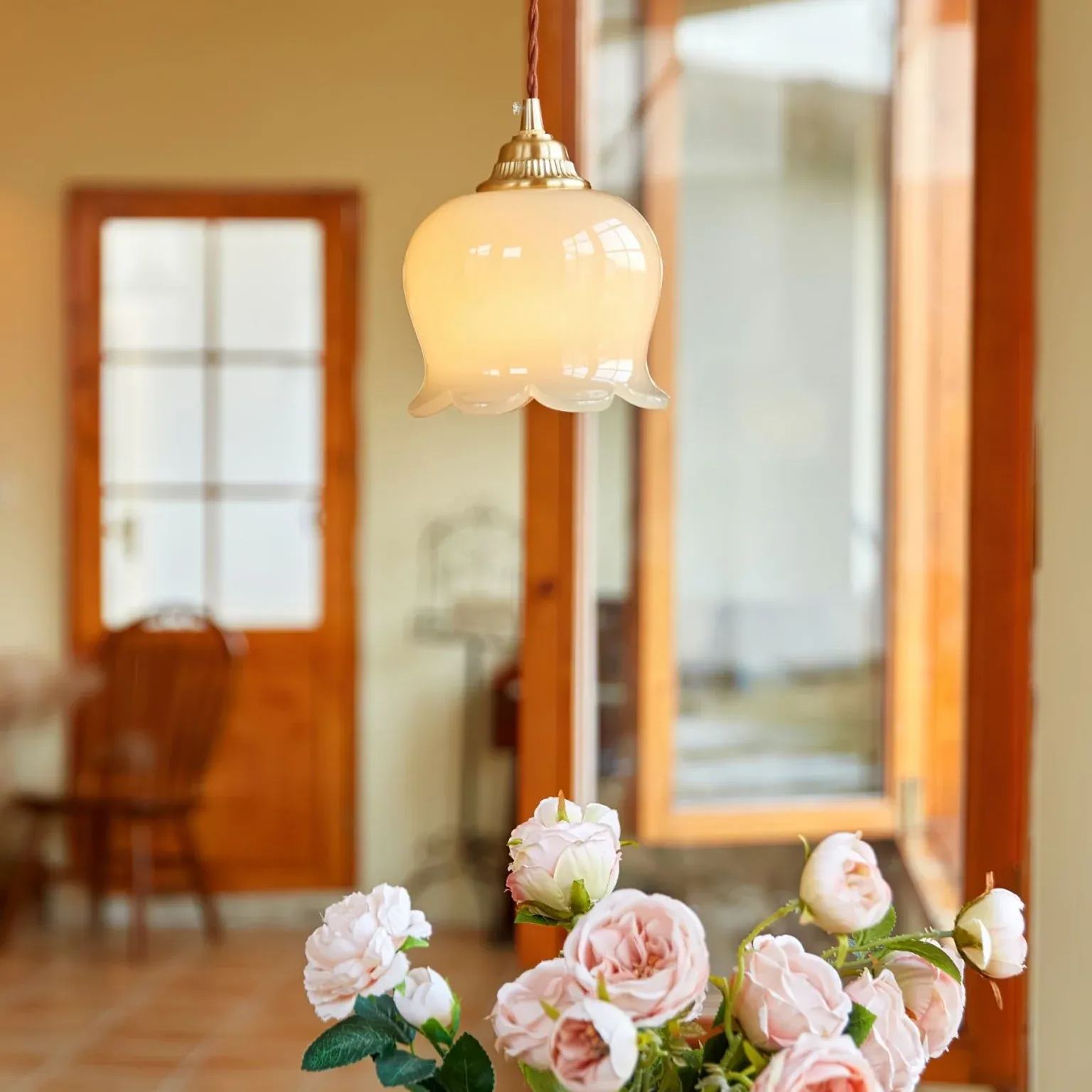 Carins Jahrgang Blume Harz Pendelleuchte Schlafzimmer Wohn-Esszimmer
