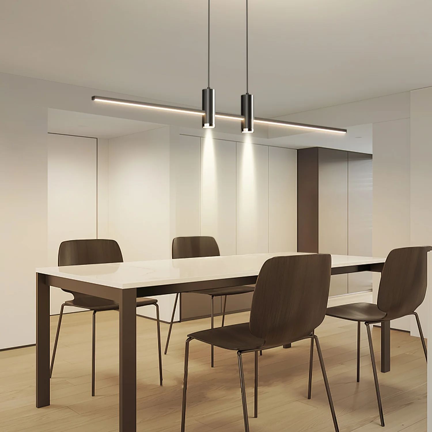 Edge Modern Ungewöhnlich Lang Metall Pendelleuchte Essen Wohnzimmer