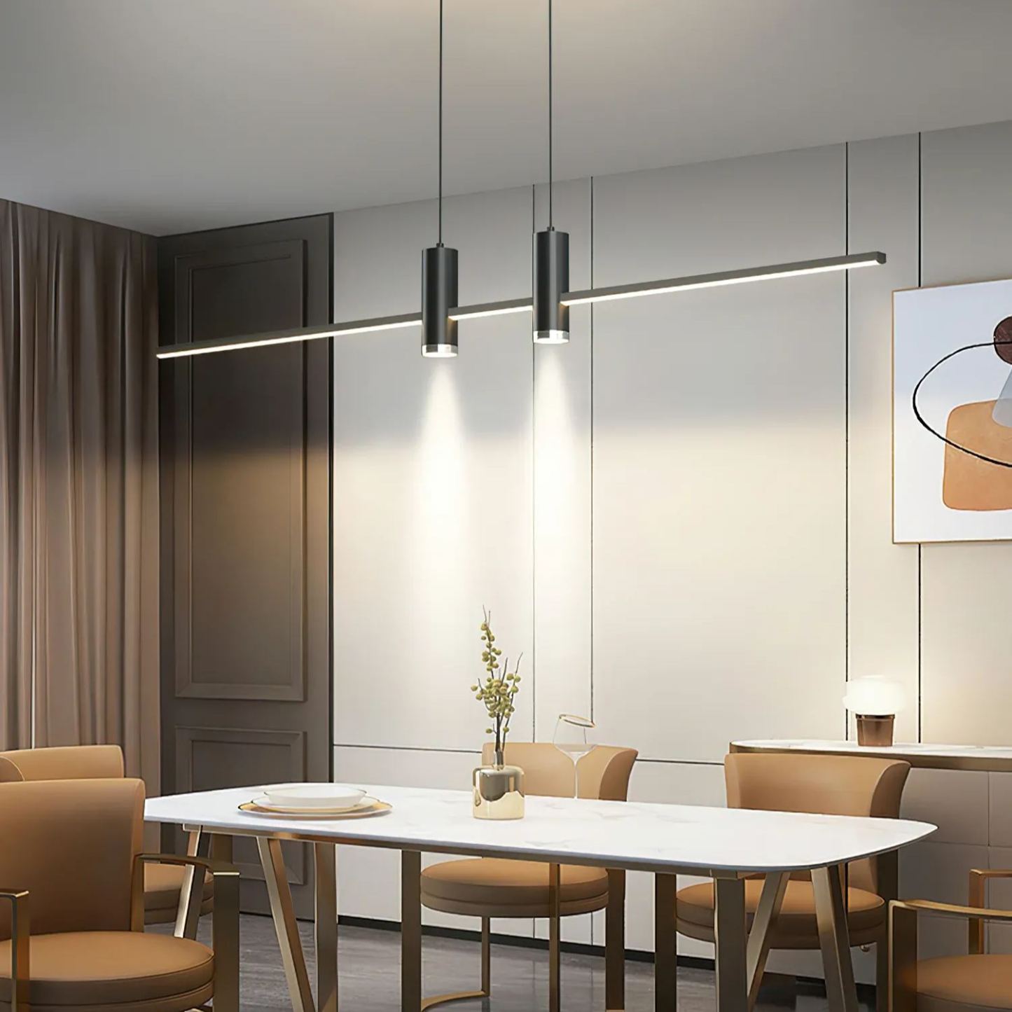 Edge Modern Unusual Long Metal Pendant Light Dining Living Room