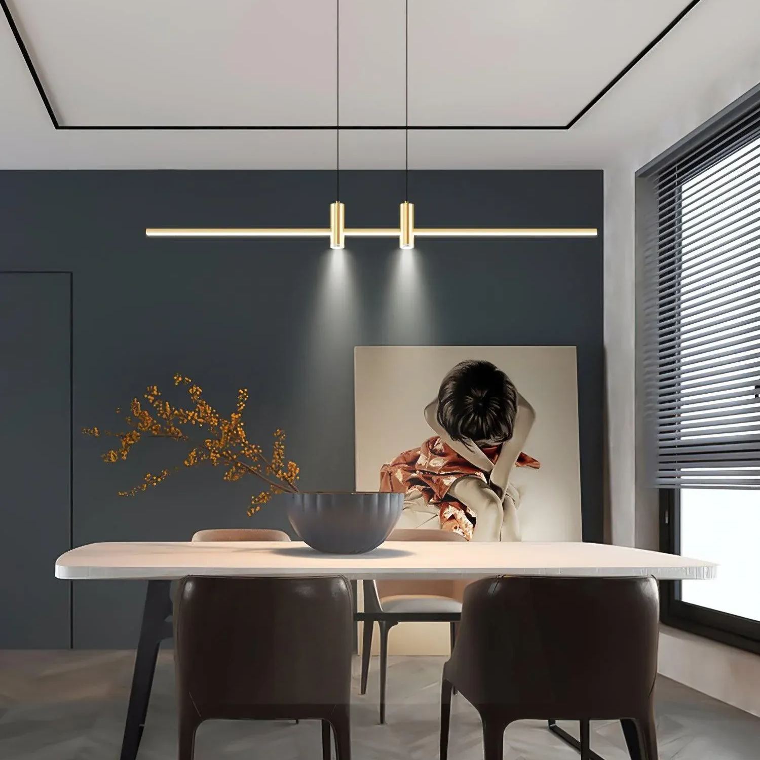 Edge Modern Unusual Long Metal Pendant Light Dining Living Room
