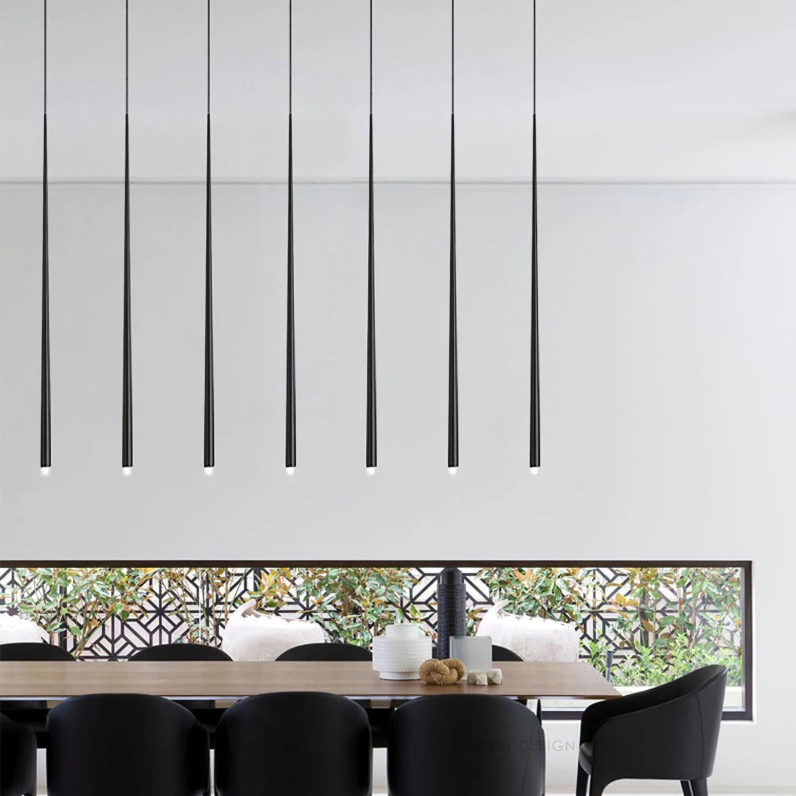 Edge Modern Slender Cone Metal Chandelier Hallway Living Room