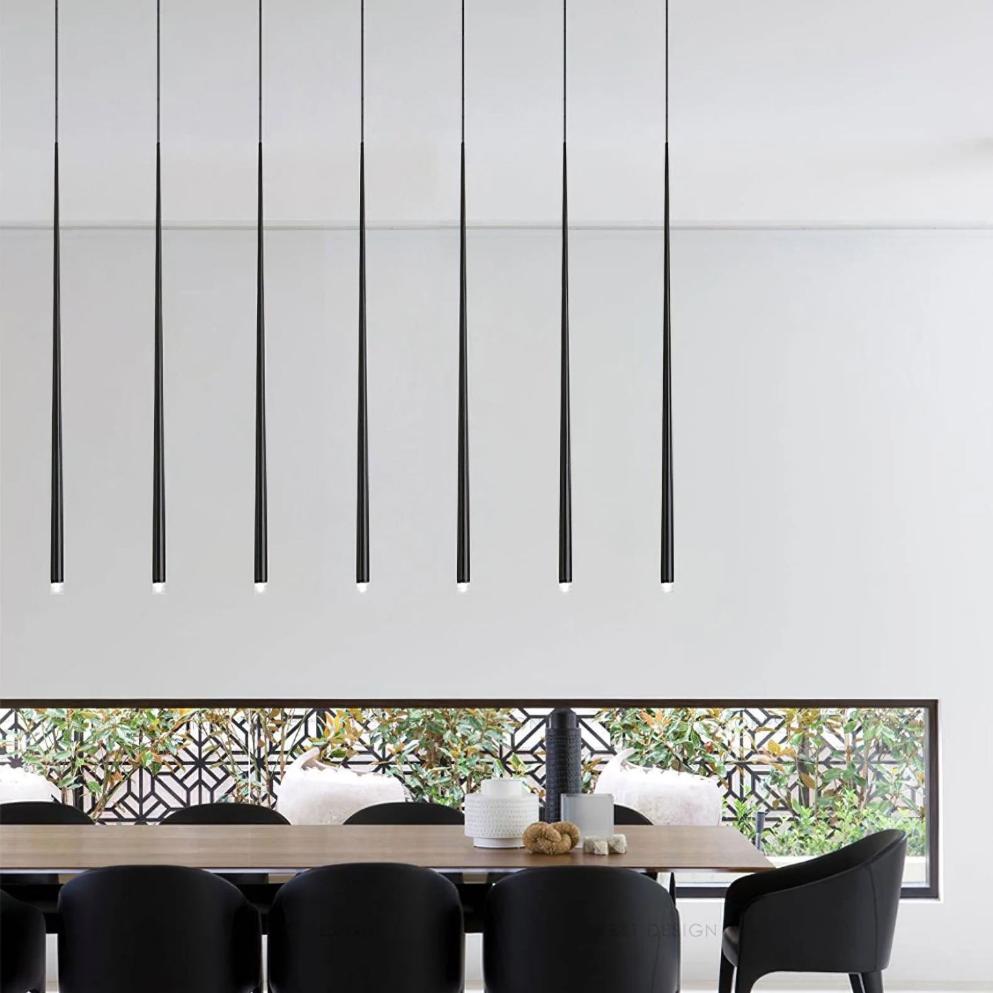 Edge Modern Slender Cone Metal Chandelier Hallway Living Room