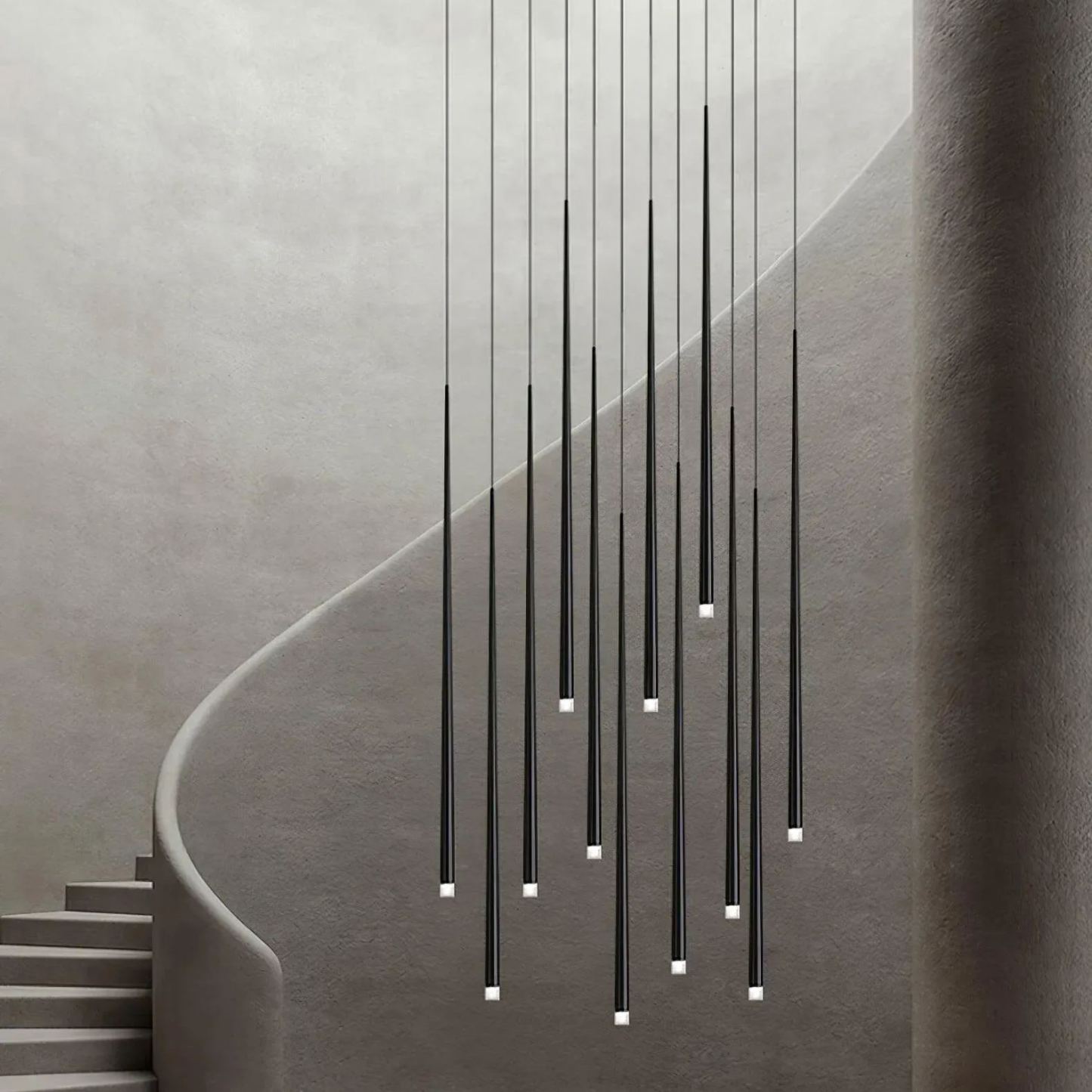 Edge Modern Slender Cone Metal Chandelier Hallway Living Room