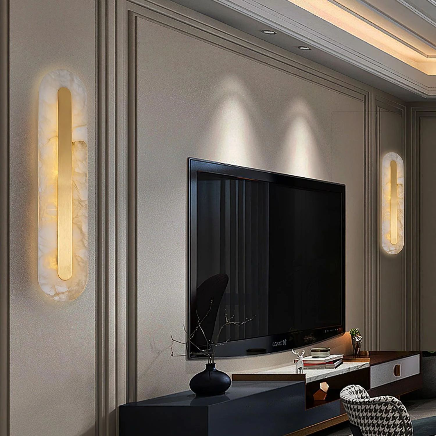Jade Modern Abgerundet Alabaster Wandleuchte Schlafzimmer Flur Wohnzimmer