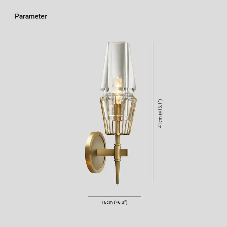 Blair Vintage Lantern Metal/Glass Wall Lamp, Gold