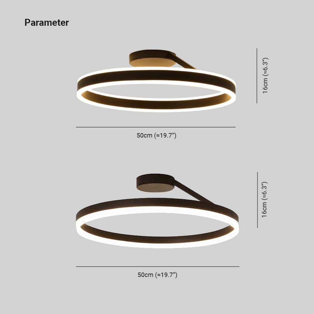 Arisha Modern LED Deckenleuchte Ring Schwarz/Weiß Wohnzimmer Flur Metall