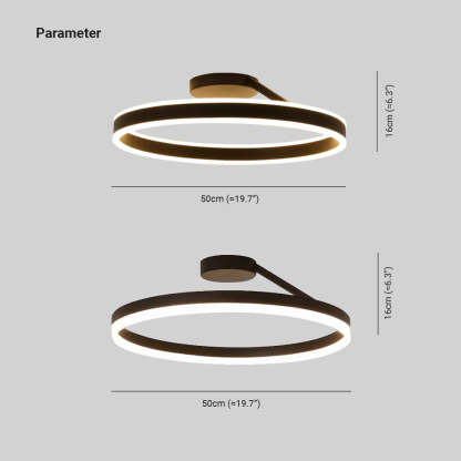 Arisha Modern LED Deckenleuchte Ring Schwarz/Weiß Wohnzimmer Flur Metall