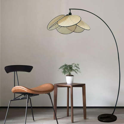 Ritta Design LED Vloerlamp Zwart Metaal Rotan Eetkamer Woonkamer