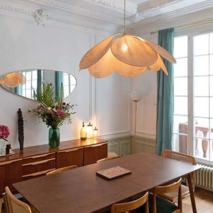 Renée Design Bloem LED Hanglamp Metaal/Stof Wit/Bruin Slaap/Woon/Eetkamer