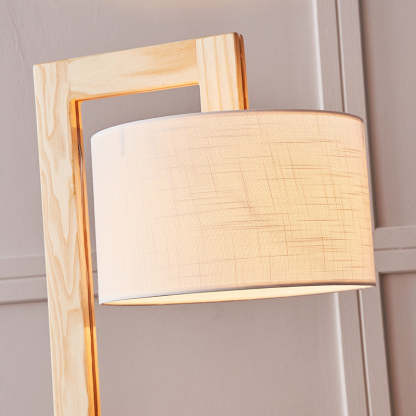 Ozawa Moderne Design Vloerlamp Haakse Arm Beige Hout/Stof  Slaapkamer/Woonkamer