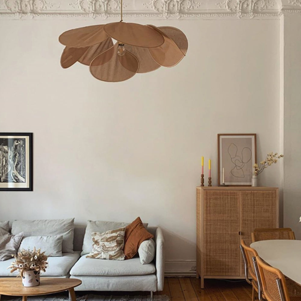Renée Design Bloem LED Hanglamp Metaal/Stof Wit/Bruin Slaap/Woon/Eetkamer