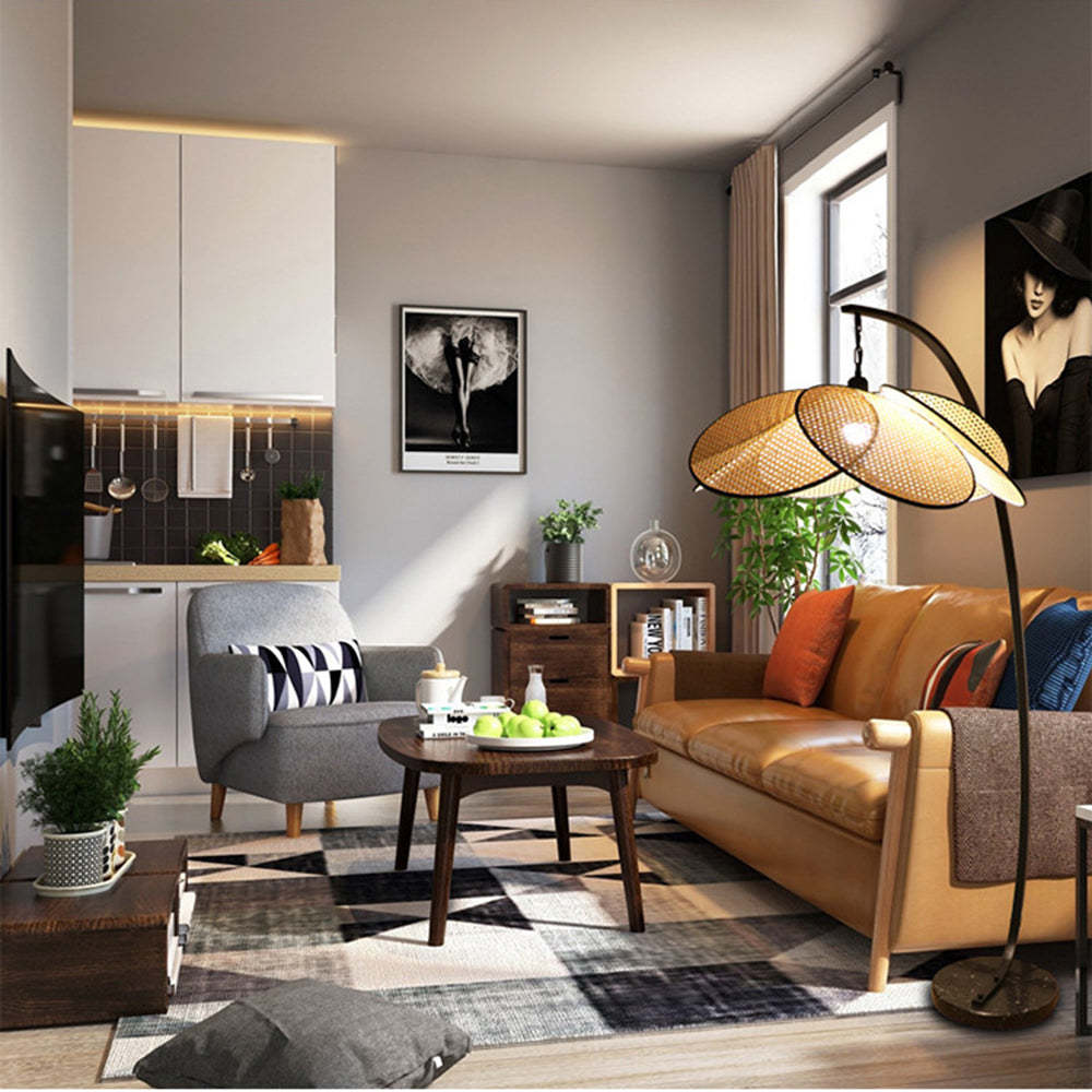 Ritta Design LED Vloerlamp Zwart Metaal Rotan Eetkamer Woonkamer