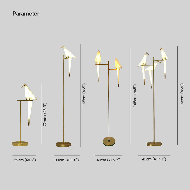 Clifford Design Bird LED Vloerlamp Goud Metaal Acryl Kinderkamer