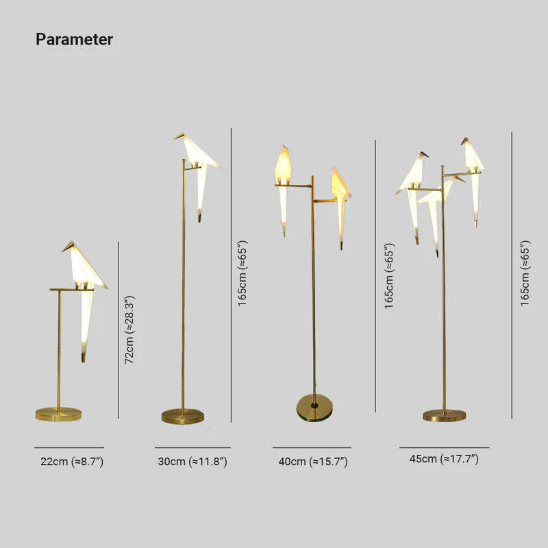 Clifford Design Bird LED Vloerlamp Goud Metaal Acryl Kinderkamer