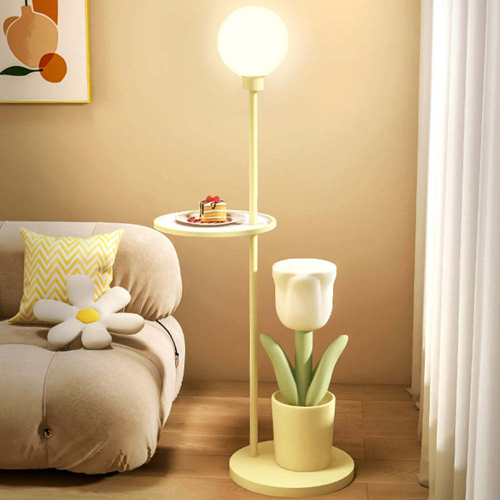 Lily Ronde LED Vloerlamp Geel Metaal Studeerkamer Slaapkamer