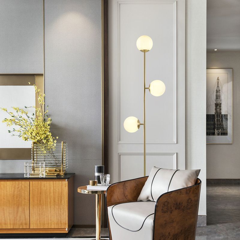 Valentina Moderne Bol Vloerlamp Messing/Glazen Metaal/Glas Slaapkamer/Woonkame