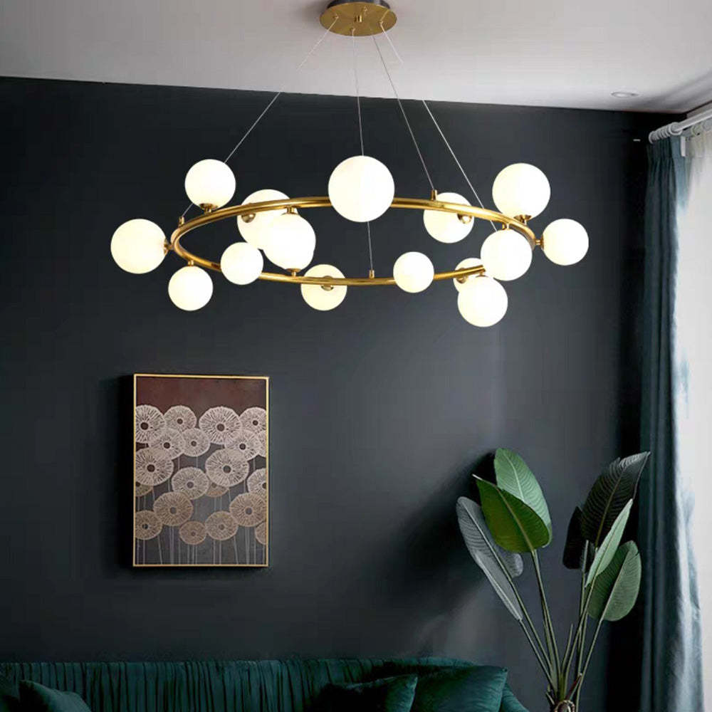 Valentina Moderne Design LED Glazen Bol Ring Kroonluchter Goud/Zwart Woonkamer/Slaapkamer