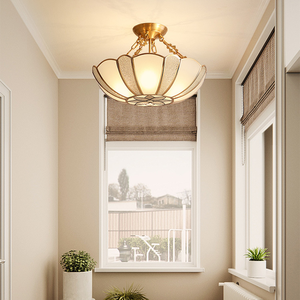 Alessio Retro Bloem Inbouwmontage Plafondlamp Metaal Glas Slaapkamer