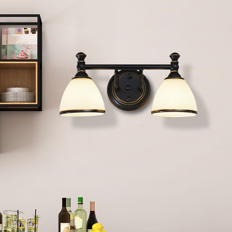 Eryn Vintage Klassieke Wastafel Wandlamp Zwart Glas/Metaal Slaapkamer/Eetkamer/Woonkamer