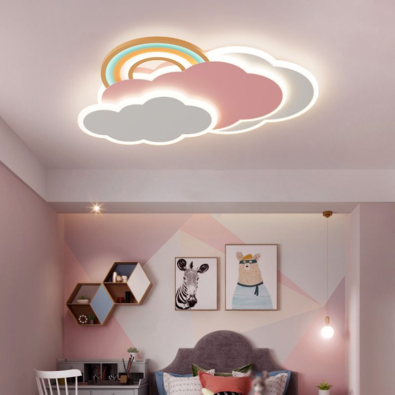 Minori Design Wolk/Regenboog LED Plafondlamp Metaal/Acryl Wit/Roze Slaap/Kinderkamer