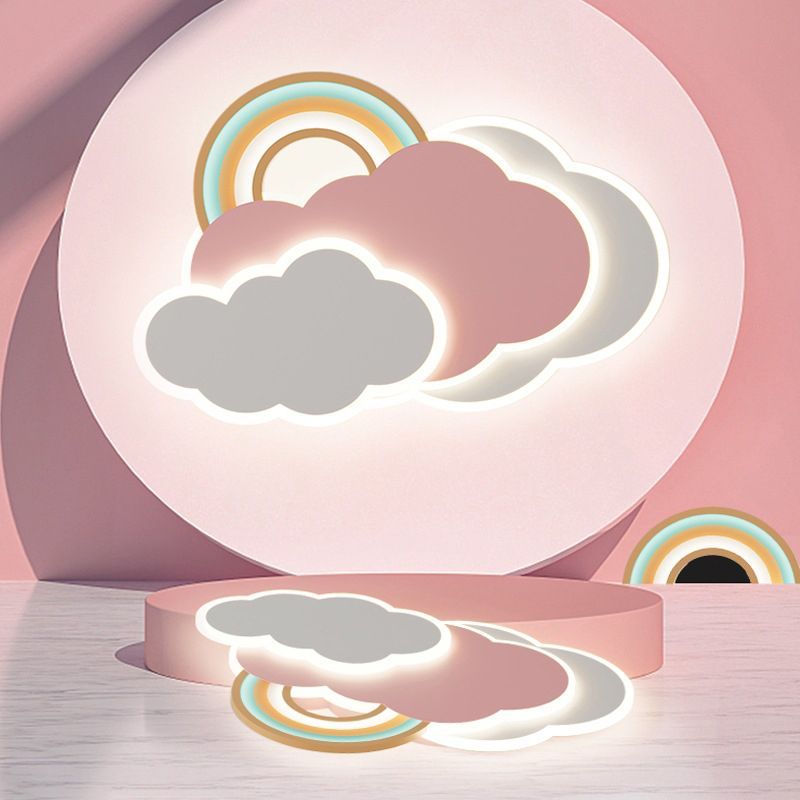 Minori Design Wolk/Regenboog LED Plafondlamp Metaal/Acryl Wit/Roze Slaap/Kinderkamer