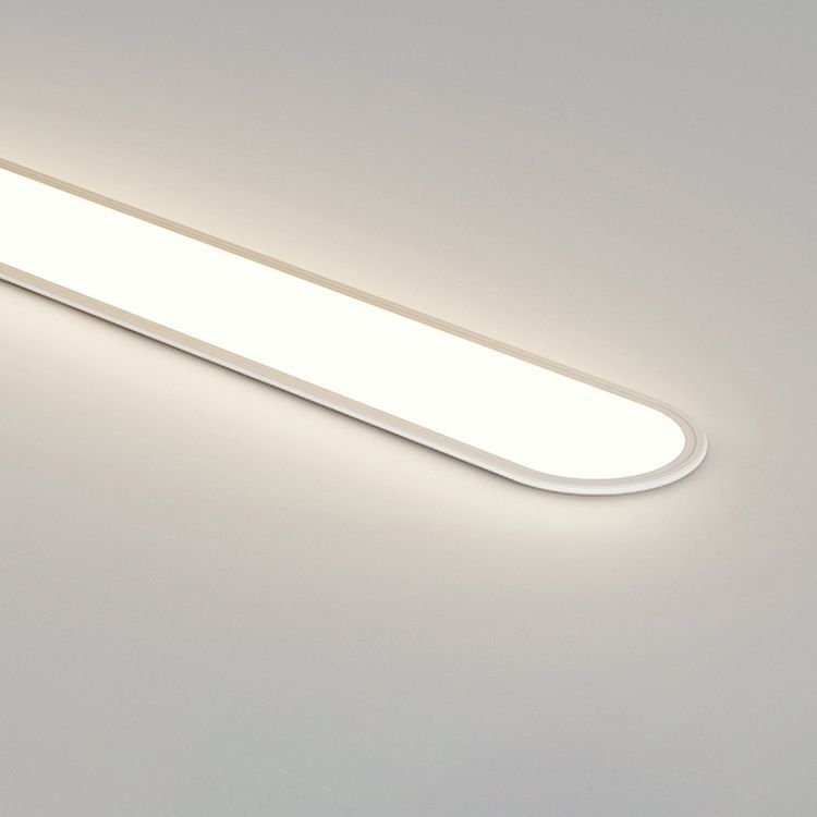 Edge Flush Mount Ceiling Light Oval Minimalist, Metal/Acrylic, White/Black, Dining Room