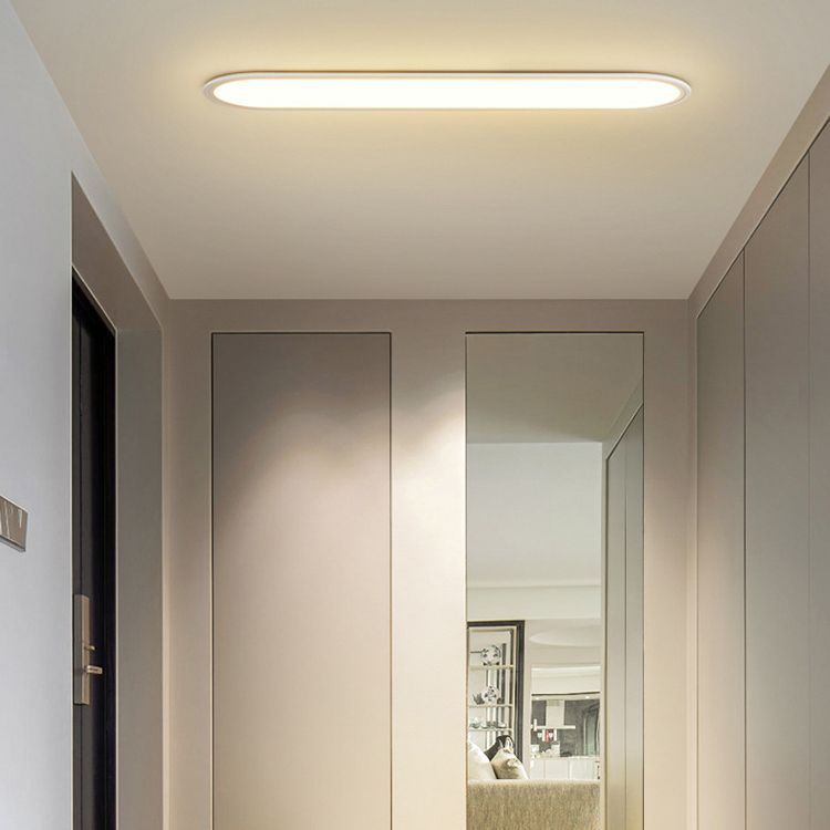 Edge Flush Mount Ceiling Light Oval Minimalist, Metal/Acrylic, White/Black, Dining Room