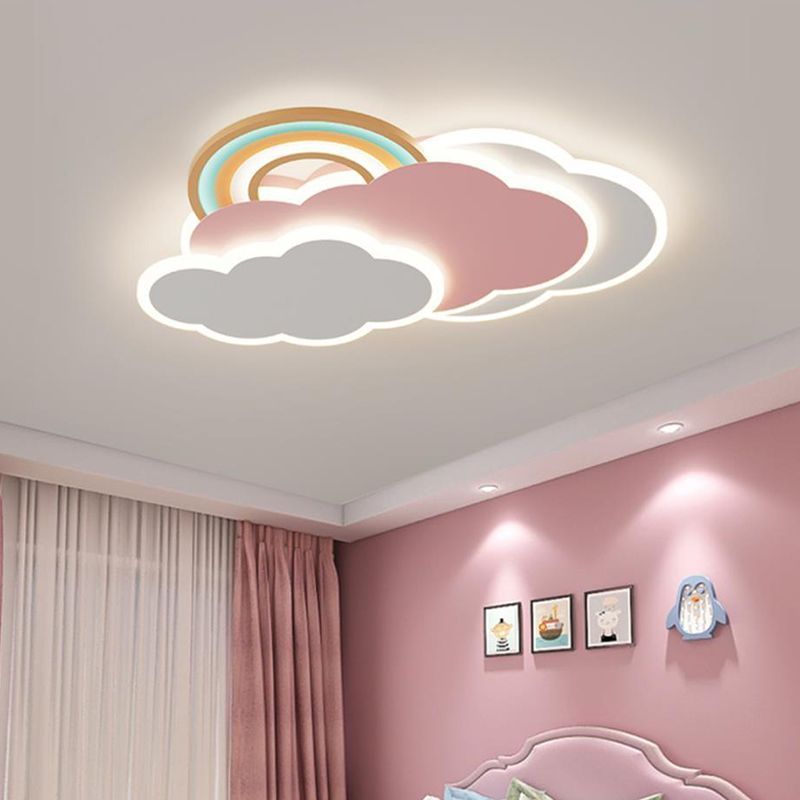 Minori Design Wolk/Regenboog LED Plafondlamp Metaal/Acryl Wit/Roze Slaap/Kinderkamer